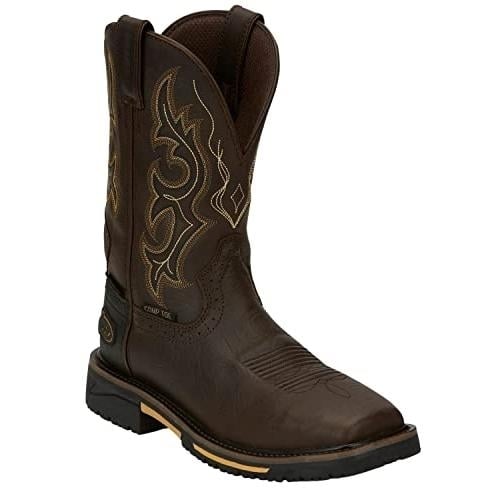 JUSTIN WORK Mens 11" Joist Composite Toe Waterproof Work Boot Chocolate Brown - SE4625 ONE SIZE AGED BROWN Image 1