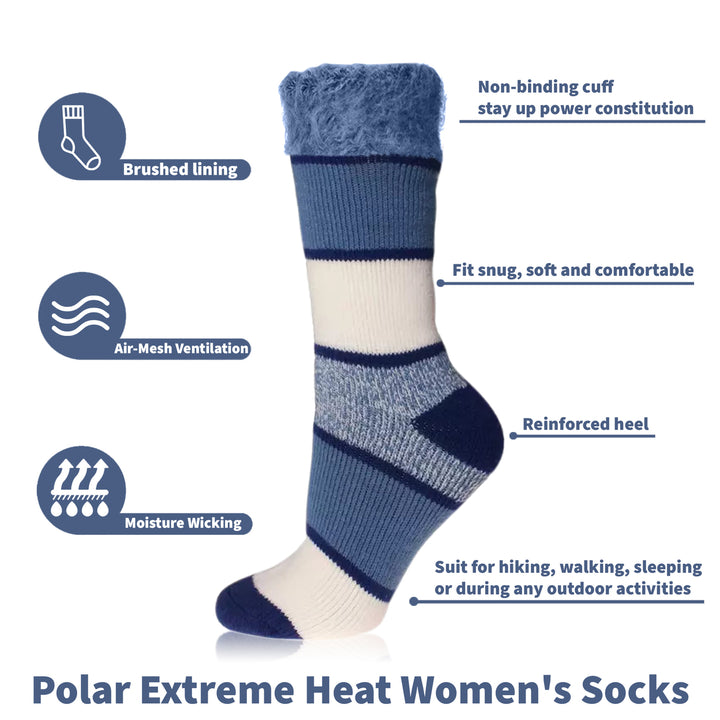 Womens Polar Extreme Thermal Insulated Ultra-Soft Winter Crew Socks Size 9-11 Image 4