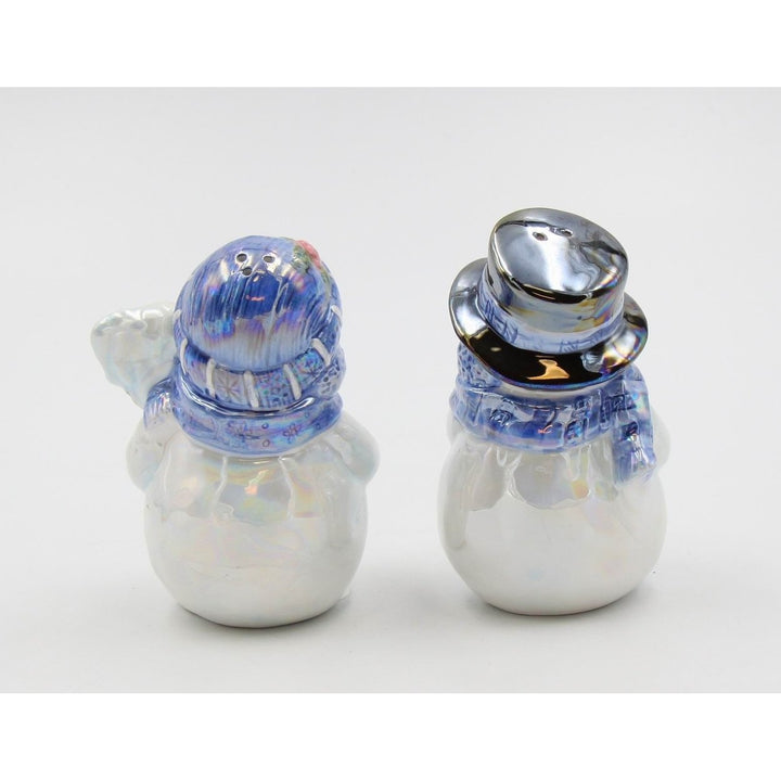 Ceramic Christmas Snowman Salt and Pepper Shakers 3.5in Holiday Image 4