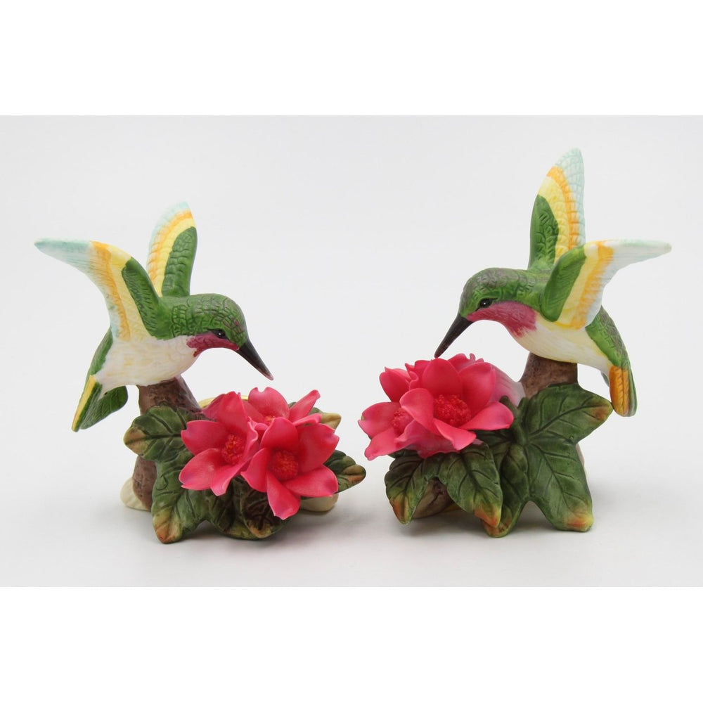 Ceramic Hummingbird Flower Candle Holders Set of 2 Vintage Gift Image 2