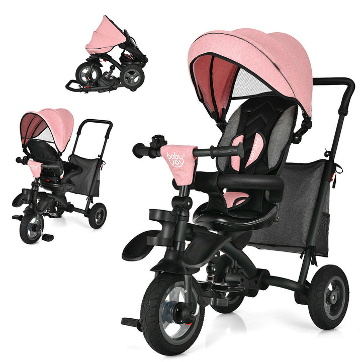 7-In-1 Kids Baby Tricycle Folding Steer Stroller w/ Rotatable Seat Image 4