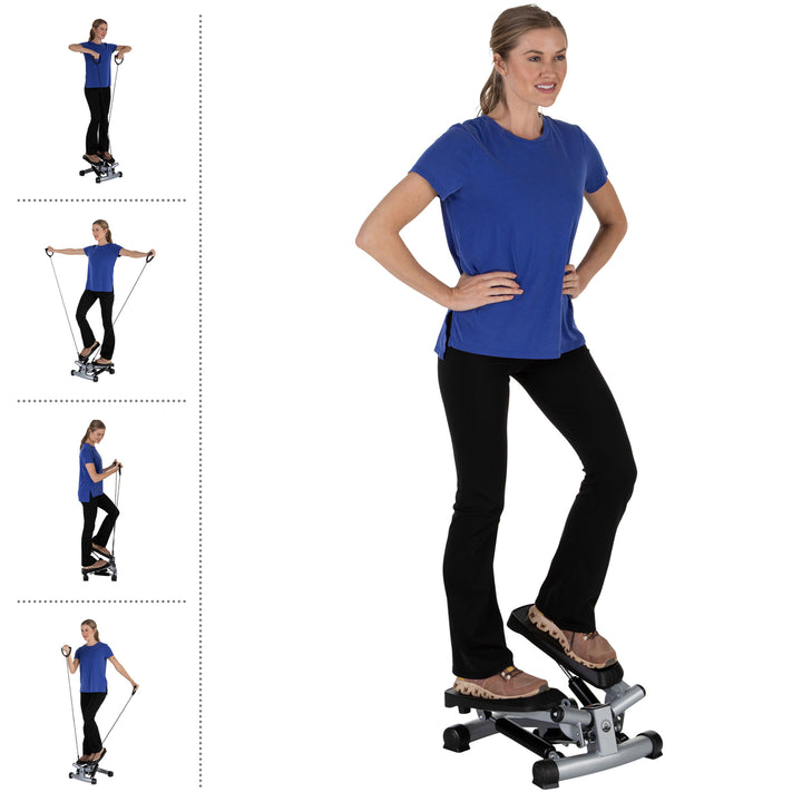 Stair Stepper - Portable Stair Climber Exercise Machine with LCD Monitor and Resistance Bands - Home Gym Workout Image 3