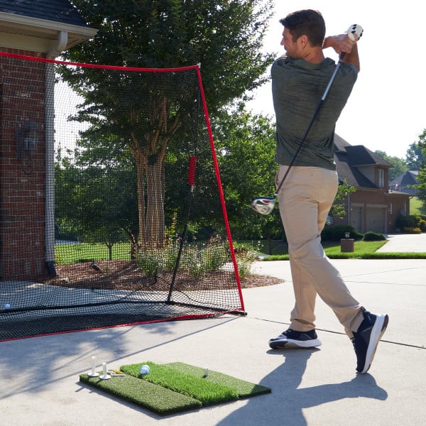 3-Level Golf Mat 24x24 Indoor Outdoor Chipping Turf with Tees and Non-Slip Base Image 1