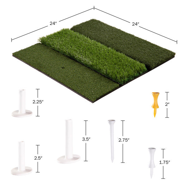 3-Level Golf Mat 24x24 Indoor Outdoor Chipping Turf with Tees and Non-Slip Base Image 2