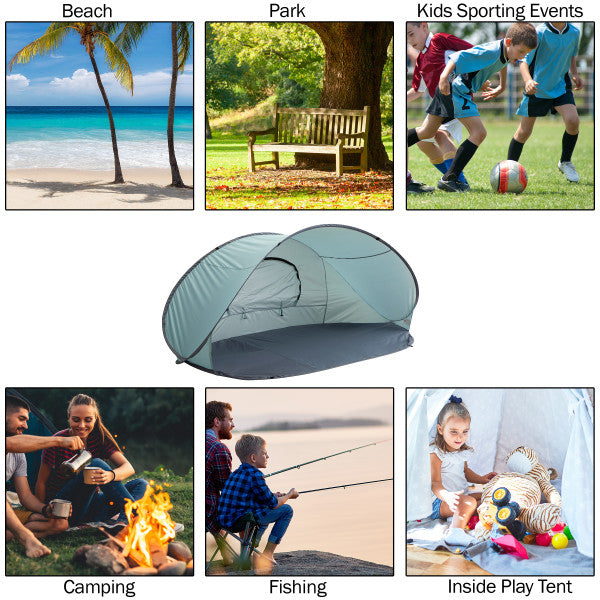 Pop Up Beach Tent Sun Shelter for Picnics Camping Beach Summer Fun Image 3