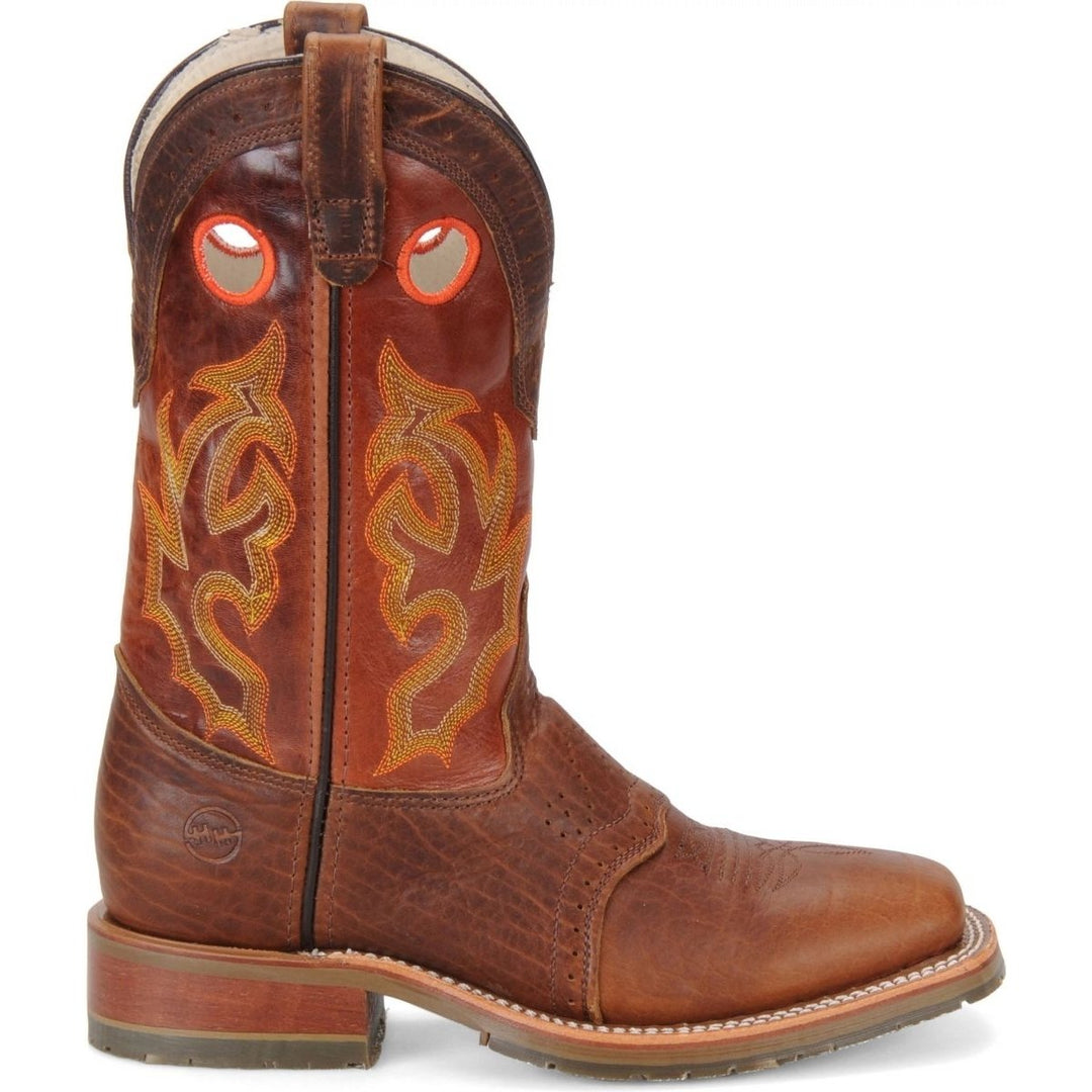 Double-H Boots Mens Brown 12" Wide Square Toe Roper Work Boot DH4400 Peanut Image 2