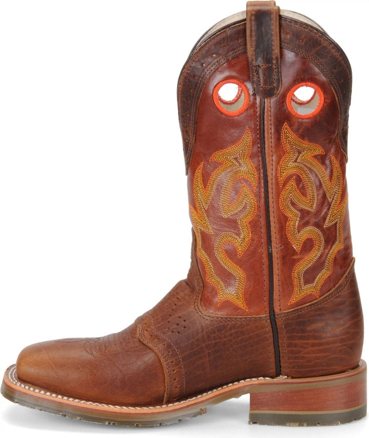 Double-H Boots Mens Mickey 12" Domestic Wide Square Toe I.C.E. Roper Soft Toe Work Boot Brown - DH4400  PEANUT Image 3