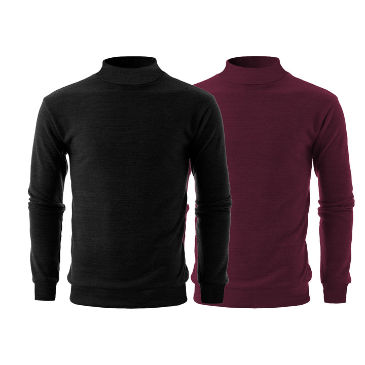 Mens Winter Knit Slim Fit Mock Neck Sweater 2-Pack Various Colors Stylish Image 8