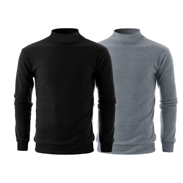 Mens Winter Knit Slim Fit Mock Neck Sweater 2-Pack Various Colors Stylish Image 9