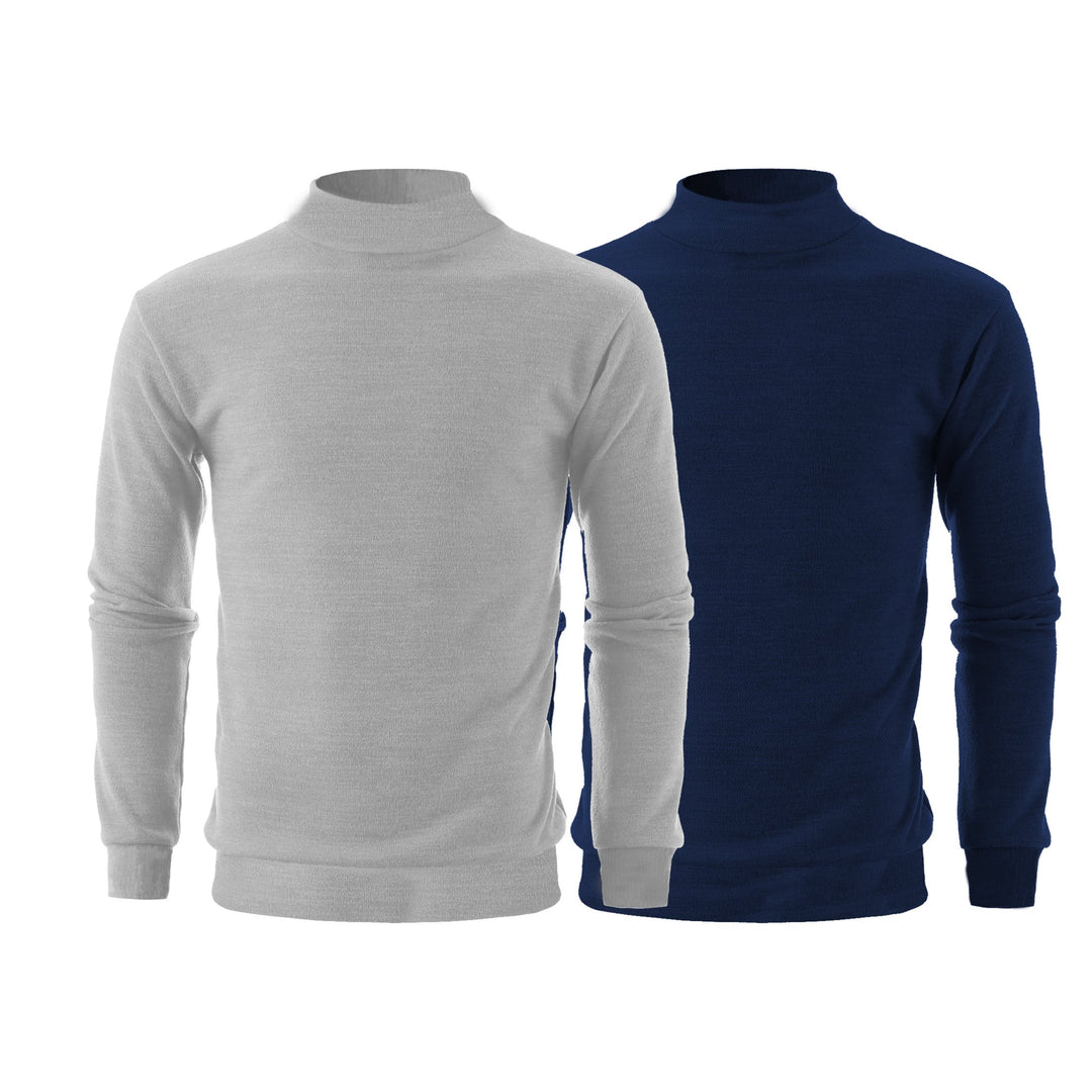 Mens Winter Knit Slim Fit Mock Neck Sweater 2-Pack Various Colors Stylish Image 10