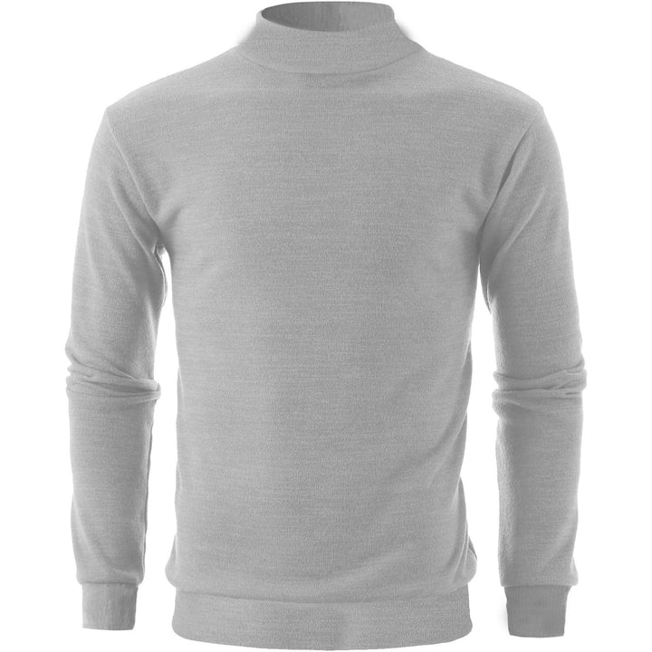 Mens Slim Fit Mock Neck Sweater Knit Warm Cozy Casual Pullover Solid Colors Image 8