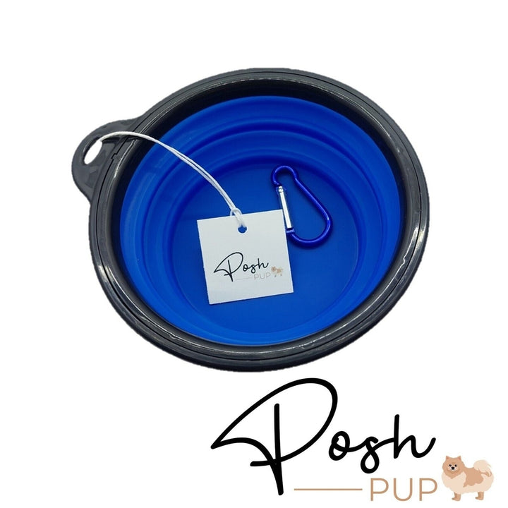 5" Blue Silicone Portable Foldable Collapsible Pet Bowl by Posh Pup Image 6