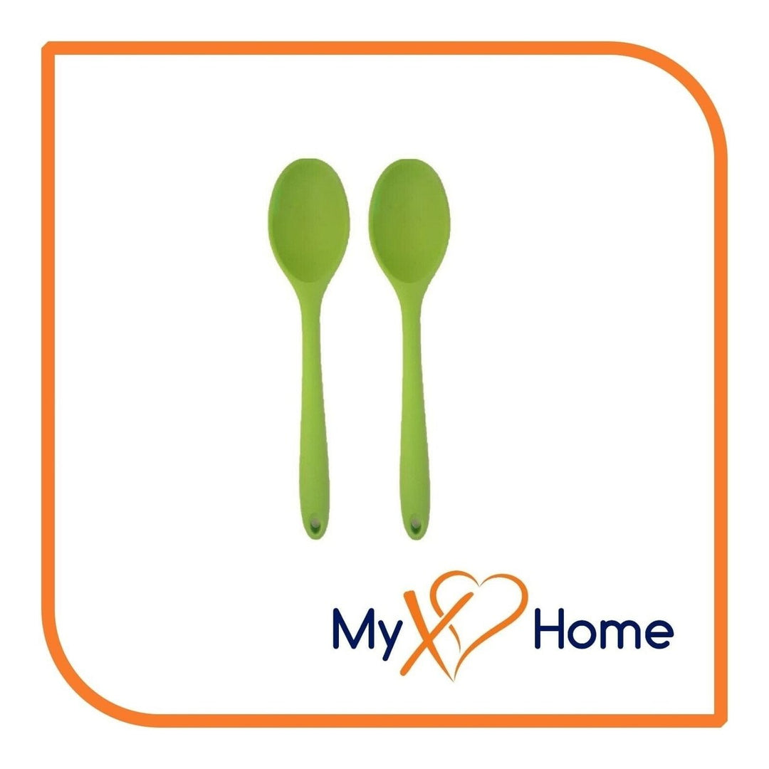 8" Green Silicone Spoon by MyXOHome (1 2 4 or 6 Spoons) Image 3