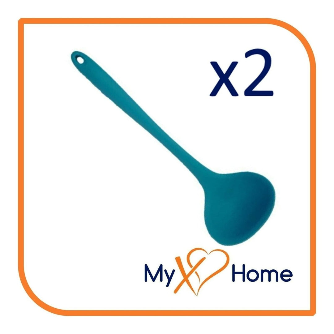 8" Light Blue Silicone Ladle by MyXOHome (1 2 4 or 6 Ladles) Image 3