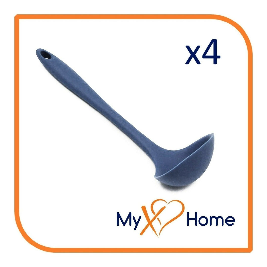 8" Navy Blue Silicone Ladle by MyXOHome (1 2 4 or 6 Ladles) Image 1