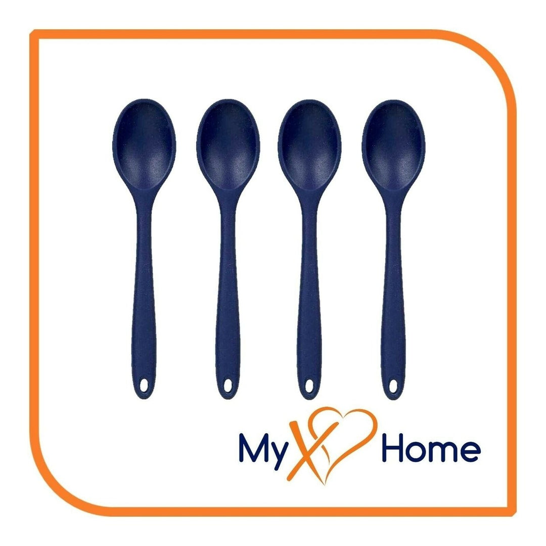 8" Navy Blue Silicone Spoon by MyXOHome (1 2 4 or 6 Spoons) Image 4