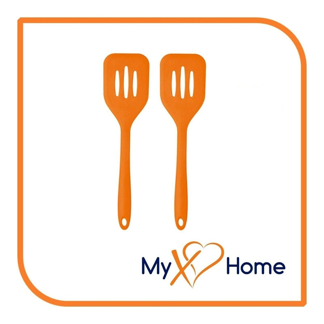 8" Orange Silicone Slotted Turner by MyXOHome (1 2 4 or 6 Slotted Turners) Image 1