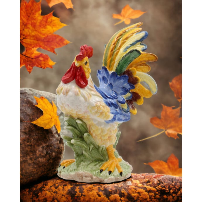 Ceramic Blue Rooster Figurine 7.5x5.5x10.875 Kitchen Farmhouse Gift Image 1