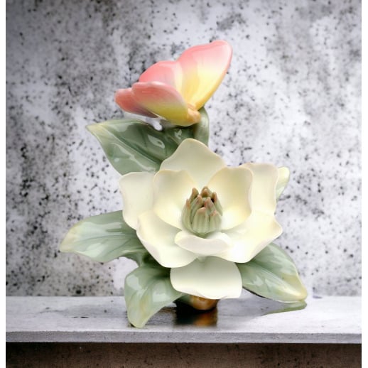 Ceramic Butterfly with Magnolia Flower Figurine Home D cor  Kitchen D cor , Image 2