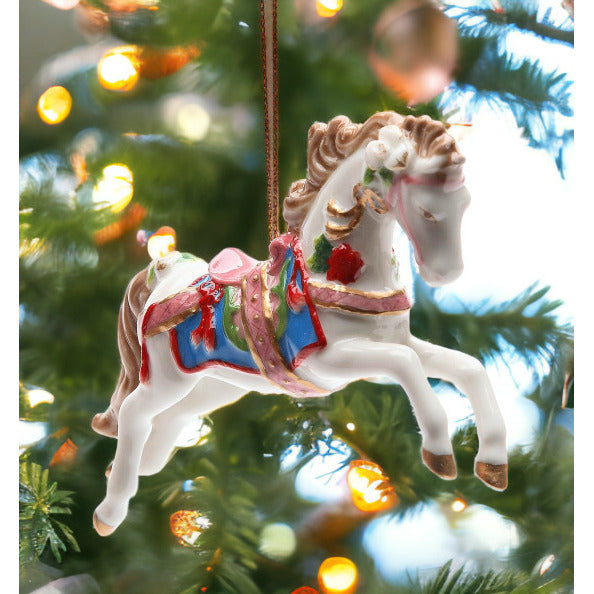 Ceramic Christmas Fantasia Horse Ornament 4.875 Inch Image 2