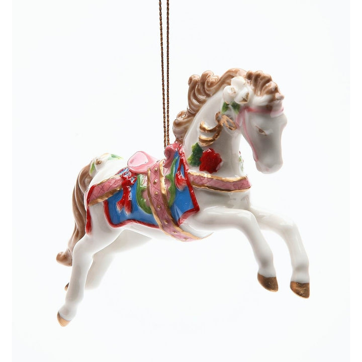 Ceramic Christmas Fantasia Horse Ornament 4.875 Inch Image 3