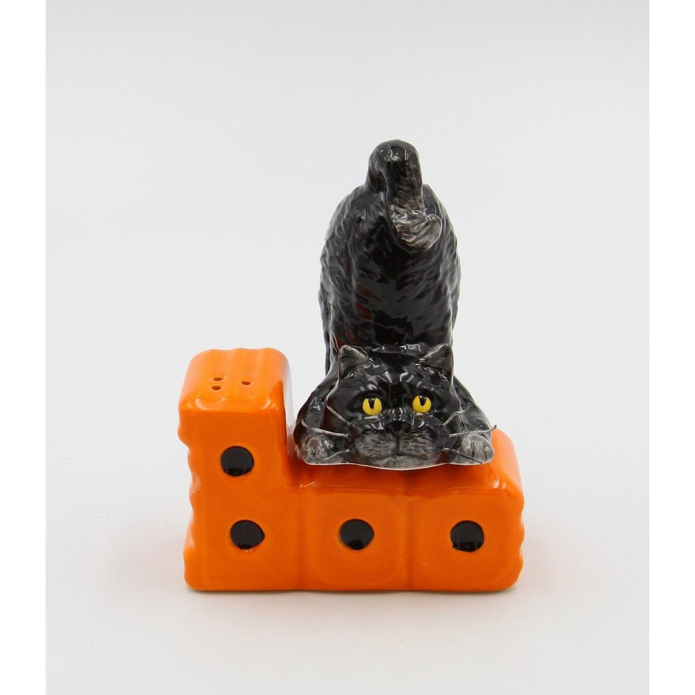 Ceramic Halloween Cat Salt and Pepper Shakers Magnetic Image 2