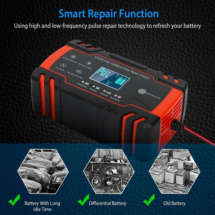 Car Battery Charger 12V 8A 24V 4A Smart Automatic Battery Charger with LCD Display Image 7