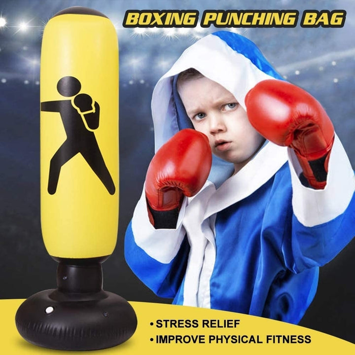 Yellow Inflatable Punching Bag for Kids Boxing Bag for Kids and Adults 63" Free Standing Boxing Bag Image 4