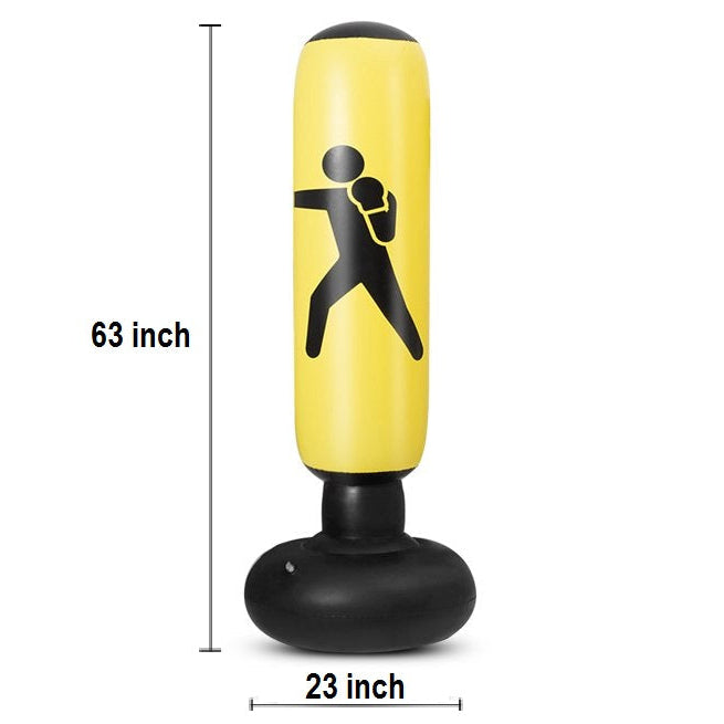 Yellow Inflatable Punching Bag for Kids Boxing Bag for Kids and Adults 63" Free Standing Boxing Bag Image 7