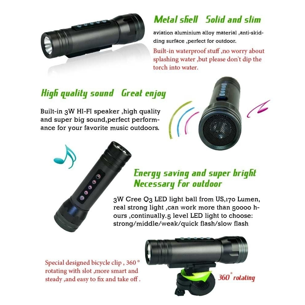 Magic Music Torch Bicycle LED Flashlight With Alarm and MP3 Player - Bike Light with MP3 Player Image 7