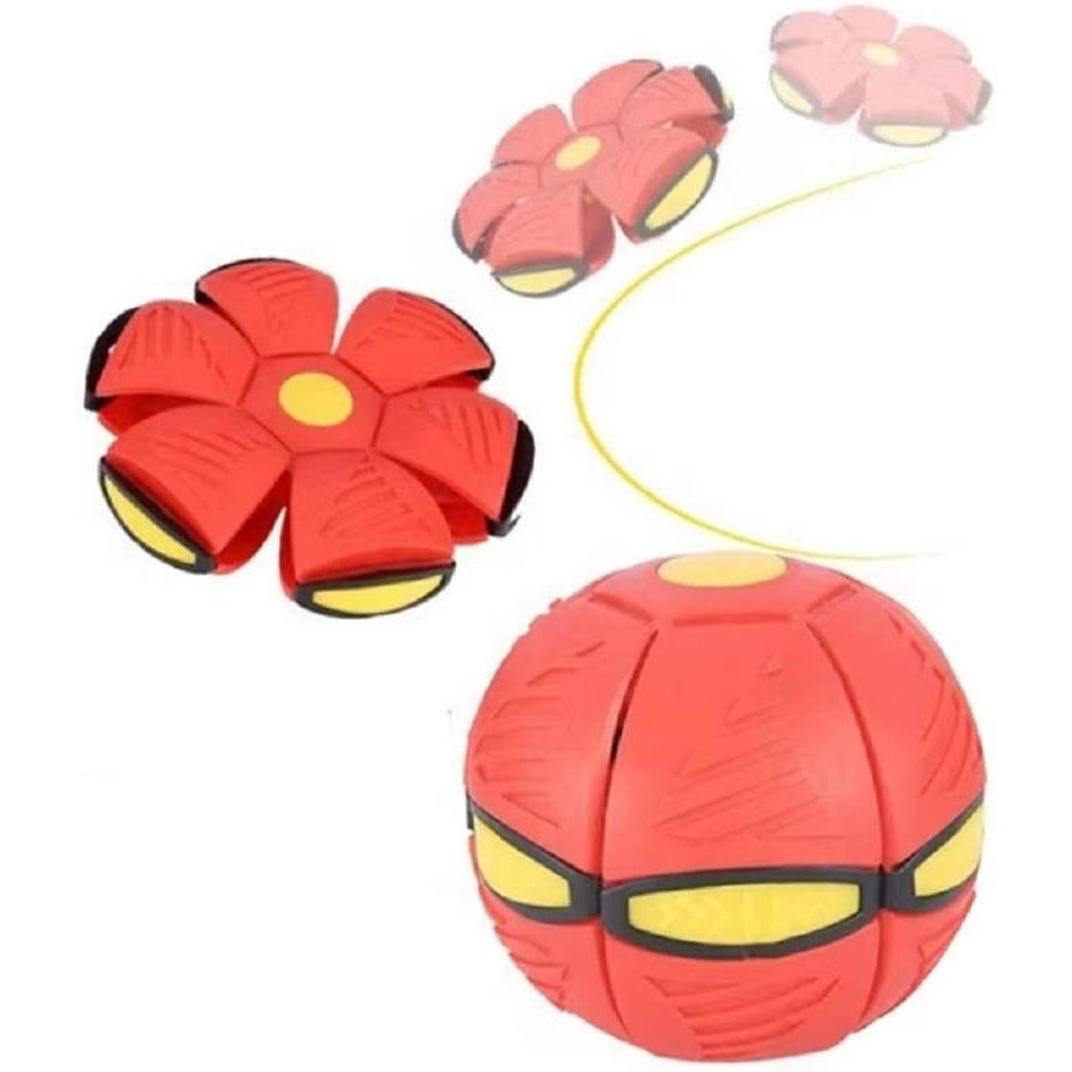 Pop-Up Ball Flat Flying Saucer - Throw Disc Catch Ball - with LED LightingRed Image 3