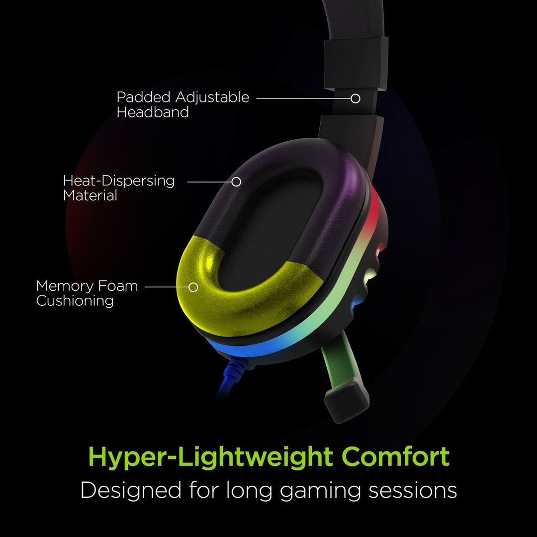 HyperGear SoundRecon RGB LED Gaming Headset w 7 Color Lights and Mic (15537-HYP) Image 4