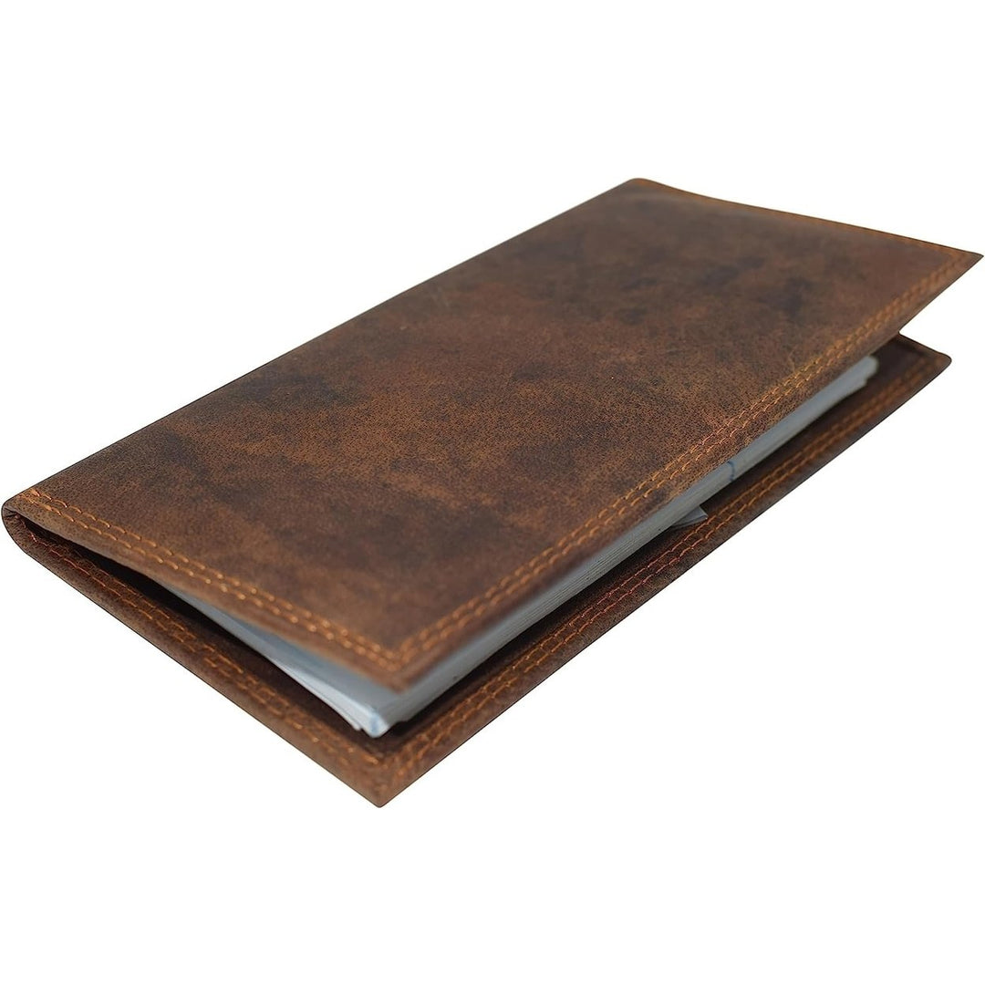CAZORO Premium Vintage Leather RFID Blocking Slim Checkbook Cover Wallet (Brown) Image 4