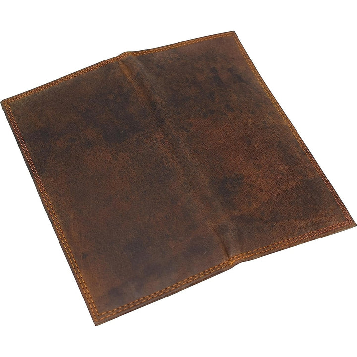 CAZORO Premium Vintage Leather RFID Blocking Slim Checkbook Cover Wallet (Brown) Image 7