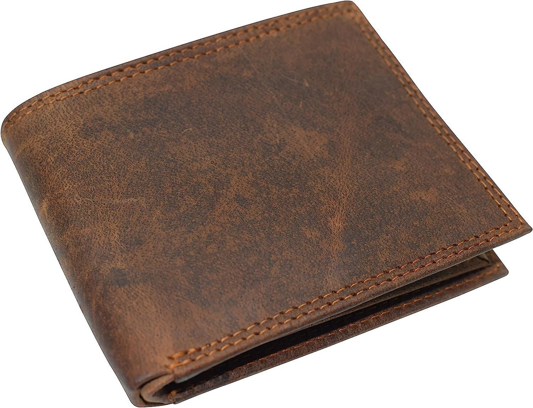 CAZORO Premiun Vintage Leather Mens RFID Classic Bifold Wallet for Men (Brown) Image 4