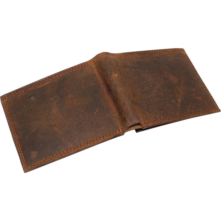 CAZORO Premiun Vintage Leather Mens RFID Classic Bifold Wallet for Men (Brown) Image 7