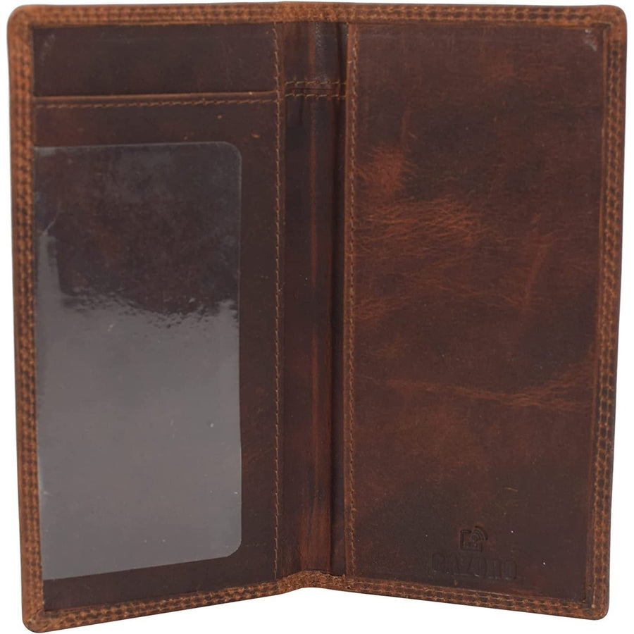 CAZORO RFID Blocking Vintage Leather Slim Bifold Standard Checkbook Cover Holder for Men and Women Image 1