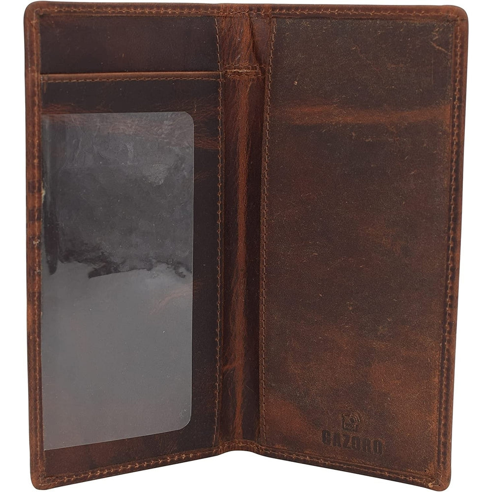 CAZORO RFID Blocking Vintage Leather Slim Bifold Standard Checkbook Cover Holder for Men and Women Image 2