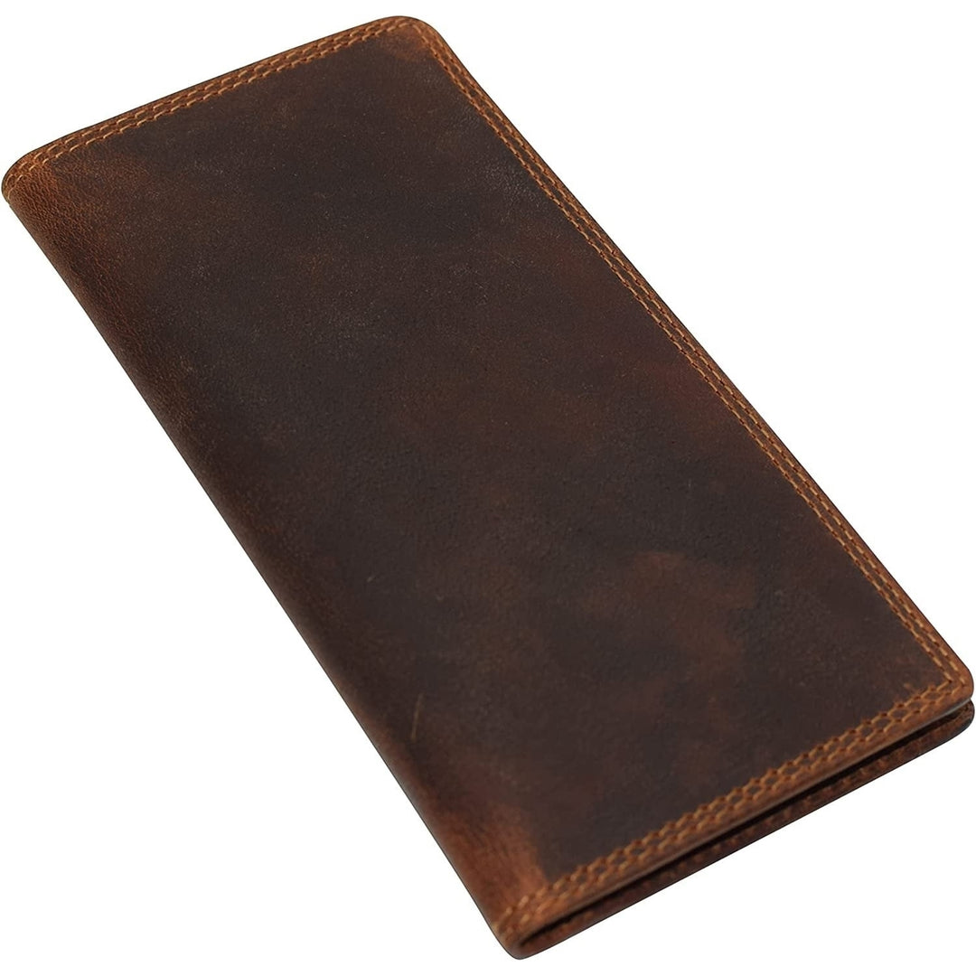 CAZORO RFID Blocking Vintage Leather Slim Bifold Standard Checkbook Cover Holder for Men and Women Image 3