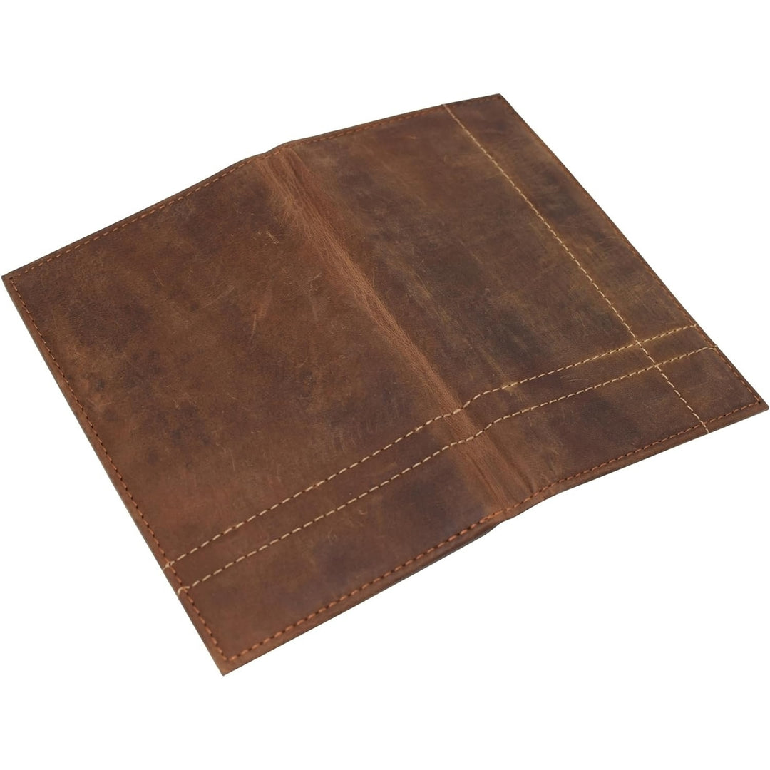 CAZORO Bifold Long Wallet RFID Blocking Genuine Vintage Leather for Men Image 6