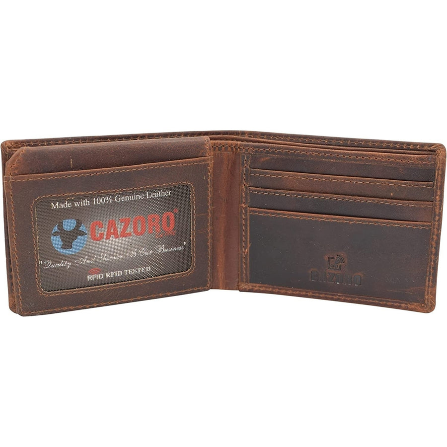 CAZORO Wallet for Mens Vintage Leather RFID Blocking Classic Bifold Wallet for Men Gift Box (Design) Image 1