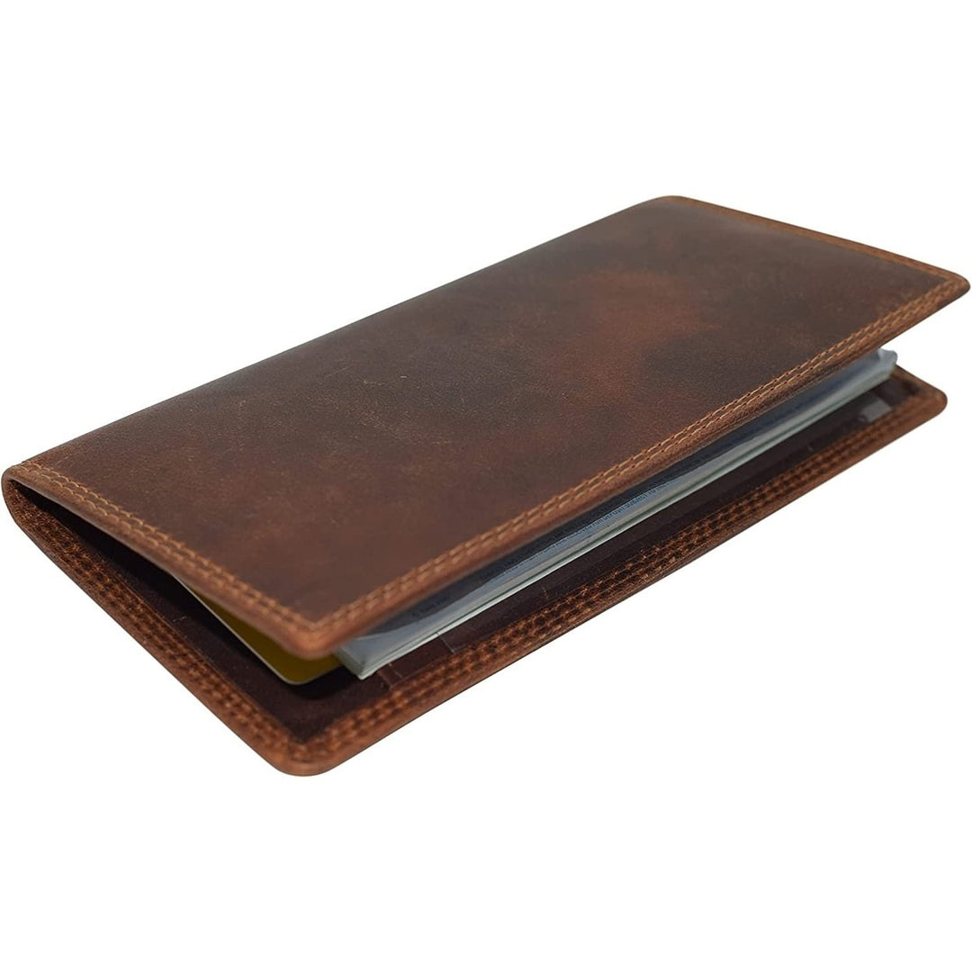 CAZORO RFID Blocking Vintage Leather Slim Bifold Standard Checkbook Cover Holder for Men and Women Image 7