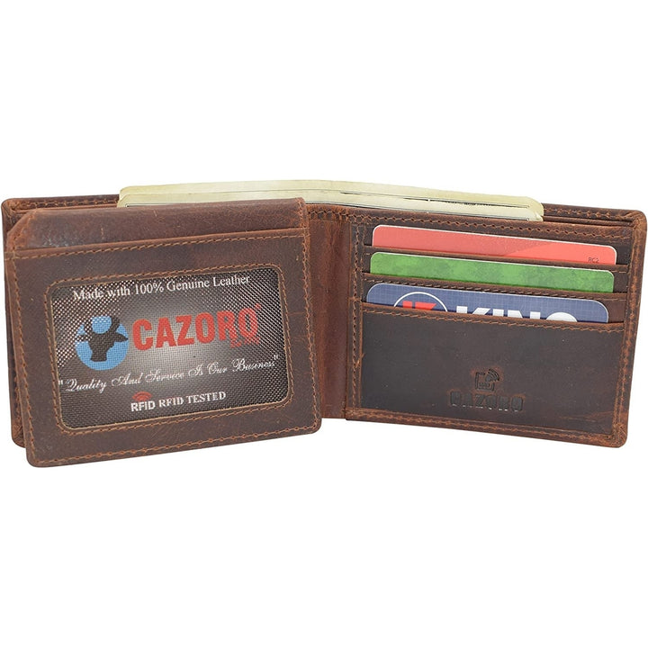 CAZORO Wallet for Mens Vintage Leather RFID Blocking Classic Bifold Wallet for Men Gift Box (Design) Image 4