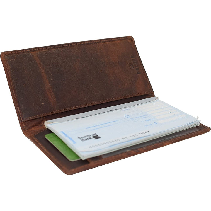 CAZORO RFID Blocking Vintage Leather Slim Bifold Standard Checkbook Cover Holder for Men and Women Image 11