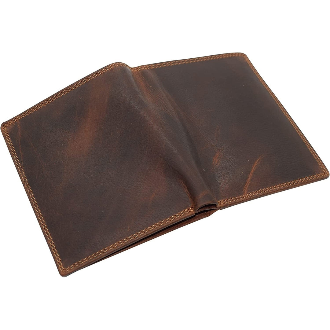 CAZORO Mens Hipster Bifold RFID Blocking Vintage Leather Multi-Card ID Holder European Wallet for Men (Burgundy) Image 7
