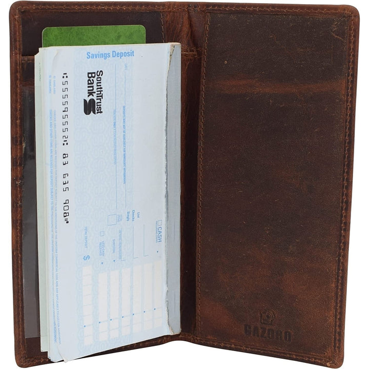 CAZORO RFID Blocking Vintage Leather Slim Bifold Standard Checkbook Cover Holder for Men and Women Image 12