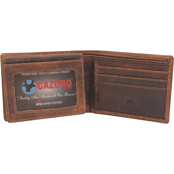 CAZORO Wallet for Mens Vintage Leather RFID Blocking Classic Bifold Wallet for Men Gift Box (Design) Image 11