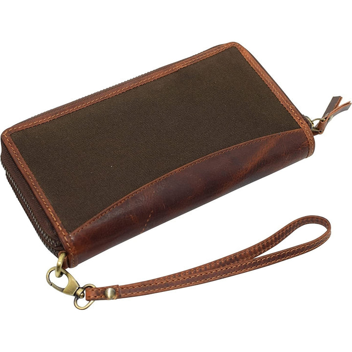 CAZORO Womens Vintage Leather RFID Blocking Wallet Double Zipper Organizer Large Phone Pocket Wrislet Wallets for Women Image 8