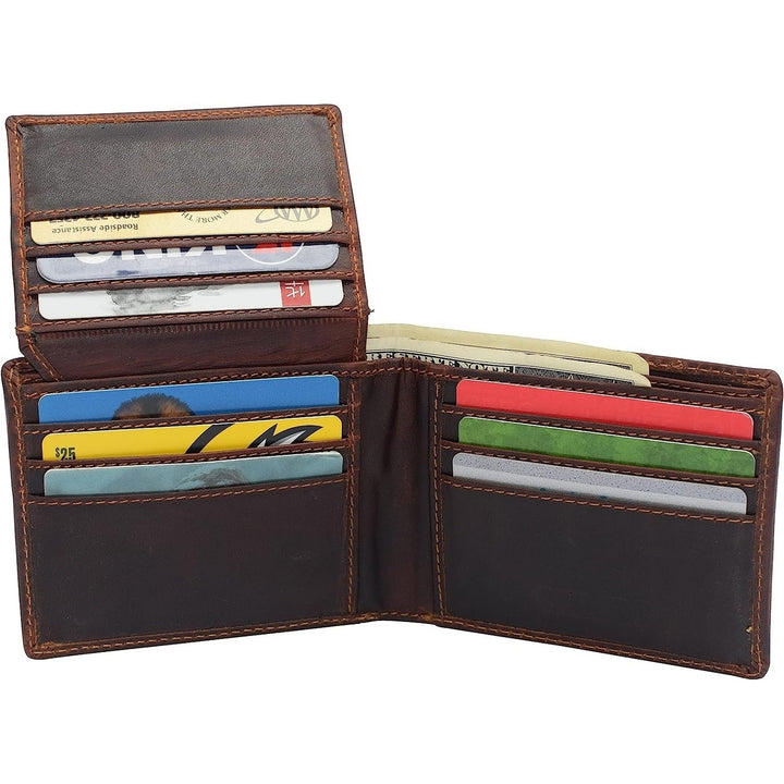 CAZORO Personalized Wallets Name Initials Mens Vintage Leather RFID Blocking Bifold Wallet With ID Window Image 8