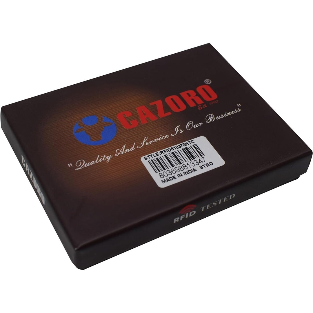 CAZORO Front Pocket Minimalist Vintage Leather Slim Wallet RFID Blocking Medium Size (Brown RHU) Image 12